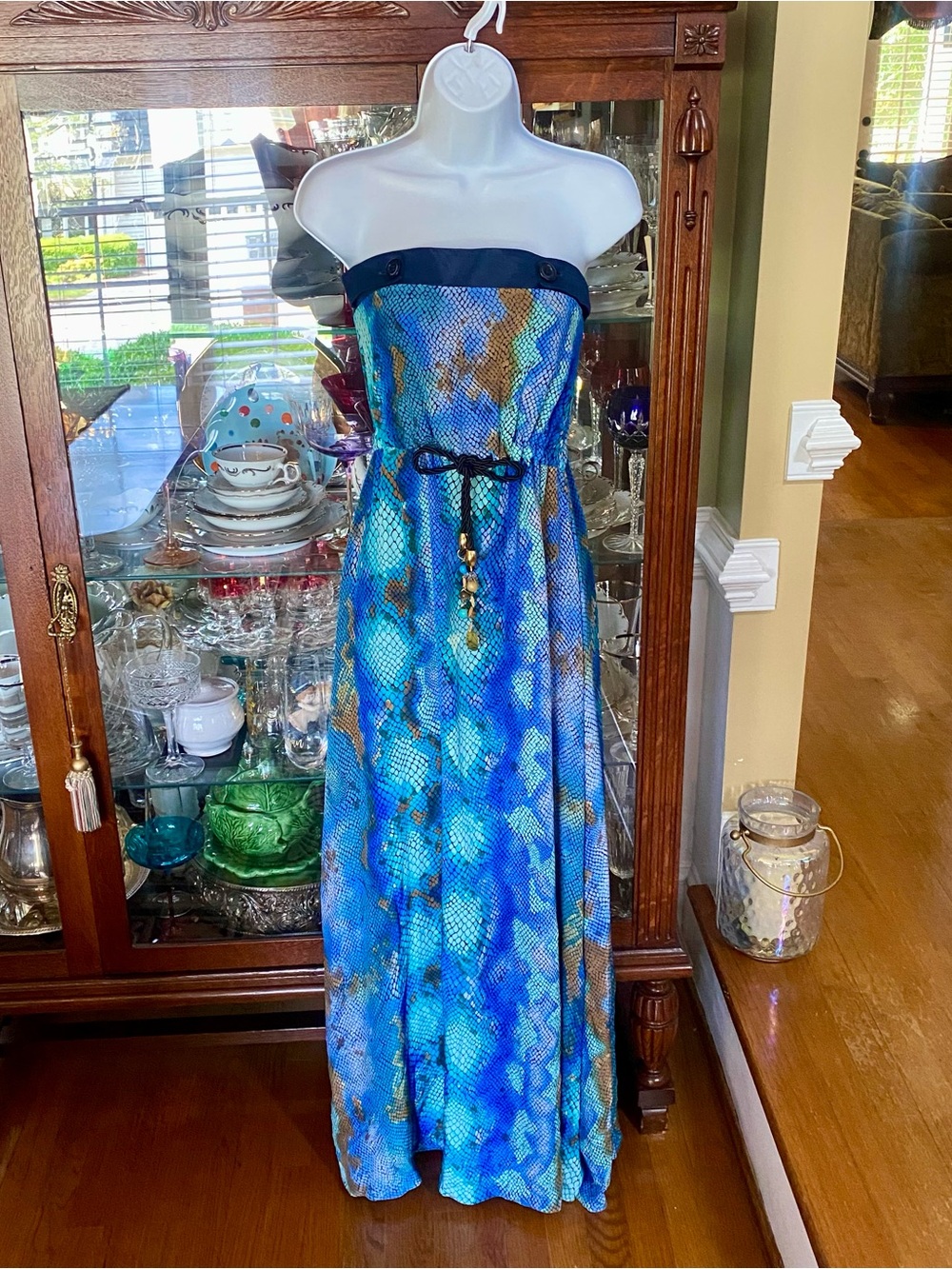 RARE Luxury resort Jujucosta strapless snakeskin maxi dress